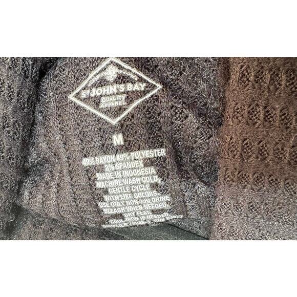 St. John's Bay | Women's Basic Waffle Knit Turtleneck Cardigan Sweater | Medium - Picture 3 of 3